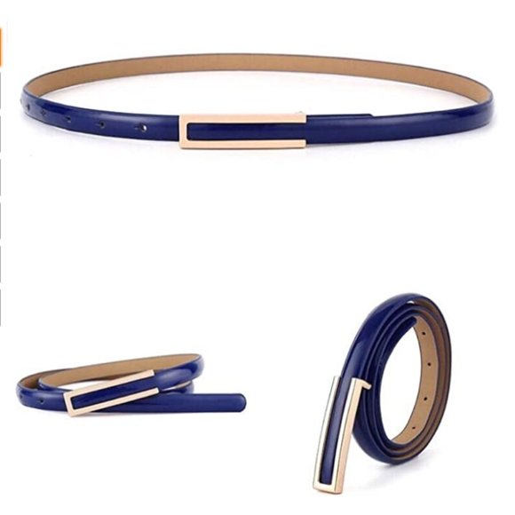 Women\'s Fashion Elegant Skinny Patent Leather Belt